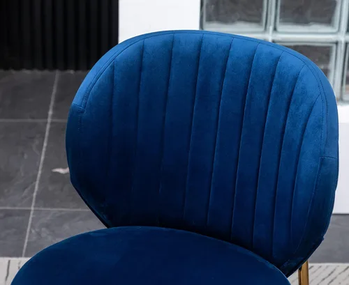 Miniatura 12 de Amoa - Juego de 2 patas de metal dorado contemporáneas con sillas de comedor tapizadas de terciopelo, color azul