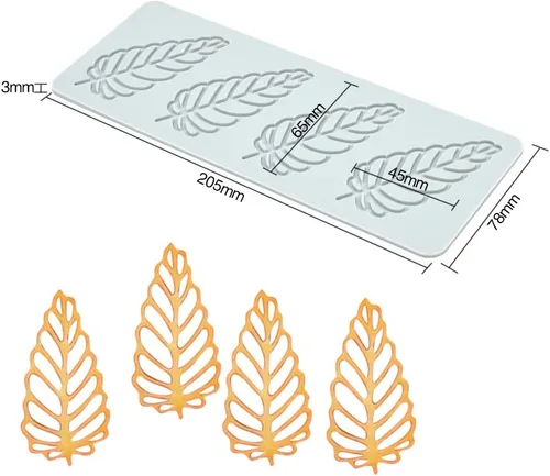 Miniatura 3 de Hojas de árbol huecas de silicona de helecho, pteridófito, molde de fondant de caramelo de chocolate, molde de silicona de loto 3D, molde de arcilla