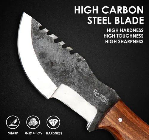 Miniatura 6 de Cuchillo de seguimiento de 8.5 pulgadas, hoja fija, supervivencia, caza, espiga completa, cuchillo táctico, hecho a mano, acero de alto carbono
