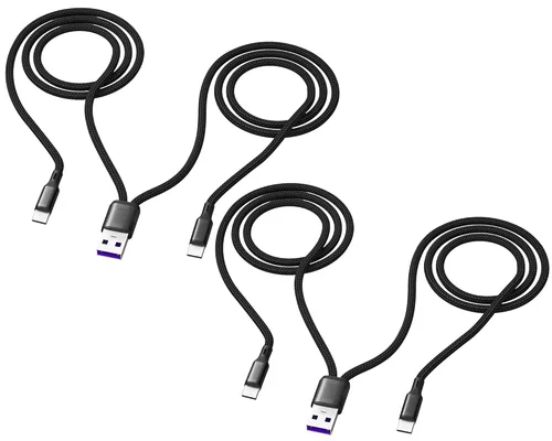 Paquete de 2 cables USB C de 4 pies, carga múltiple tipo C 2 en 1, cargador USB C de doble divisor 3A, cable de nailon, puerto USB A a doble USB C,