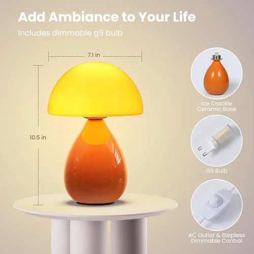 Miniatura 3 de Lámpara de mesa con forma de hongo, mini lámpara moderna para mesita de noche, luz de escritorio, bonita luz pequeña regulable para dormitorio, sala