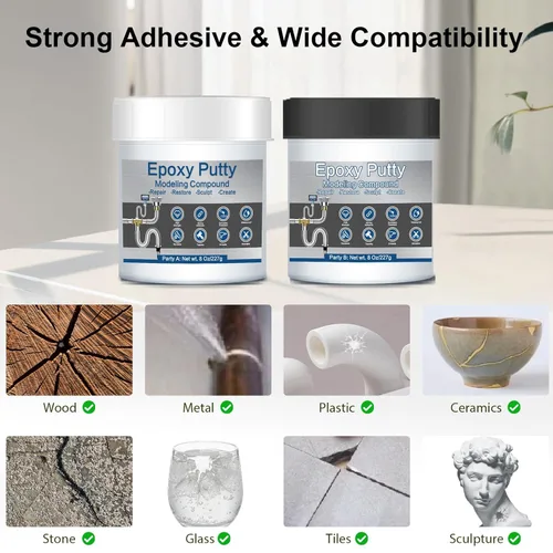 Miniatura 5 de Masilla Epoxi de 16 oz AB Relleno de Metal Epoxi para Reparación Rápida de Fugas Bajo el Agua de Alta Adhesión Masilla de Piscina Autoendurecible