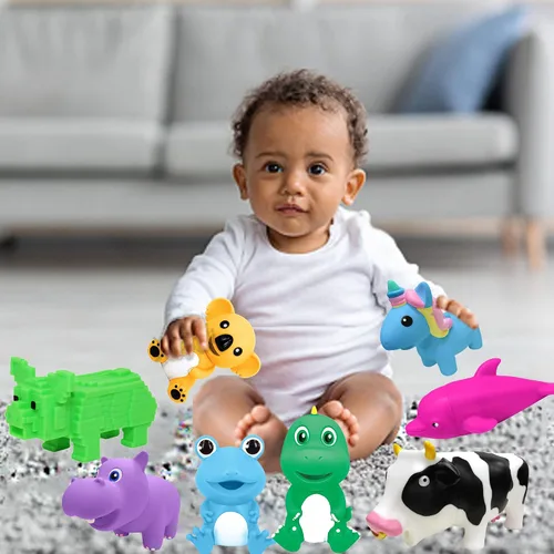 Miniatura 7 de Juguetes chirriantes para bebés, juguetes para apretar, regalos de fiesta para niños, juguetes novedosos y diversiones, regalos de goma que gritan
