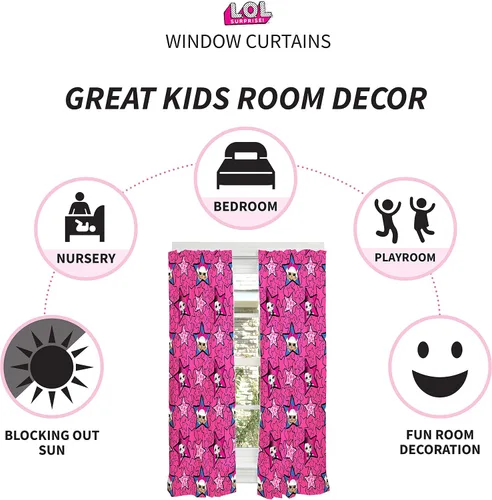 Miniatura 6 de Franco LOL Surprise Bedding Juego de edredón y sábanas súper suaves con funda, 5 piezas tamaño individual LOL Surprise Juego de cortinas