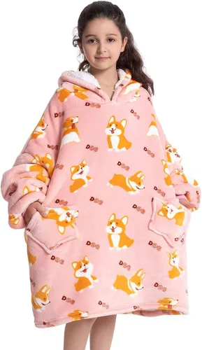 Miniatura 8 de Manta con Capucha Vestible para Niños de 4-12 Años, Manta con Capucha de Animales de Tamaño Grande, Súper Suave, Cómoda, Cálida, Franela de Rainbow