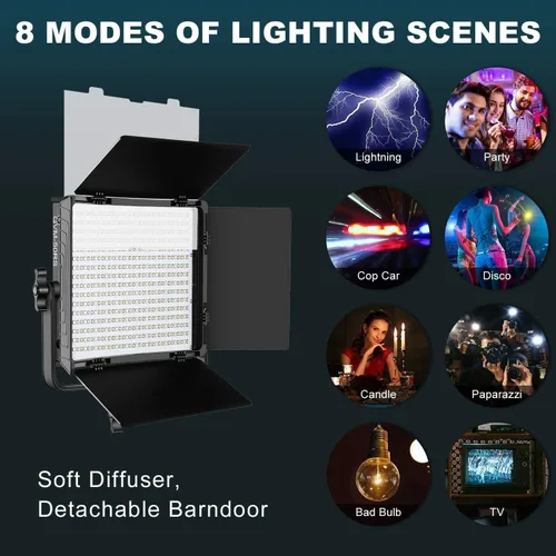Miniatura 3 de GVM Luces de video RGB con control de aplicación, kit de iluminación de video de estudio a todo color de 50 W, luces de video LED para iluminación