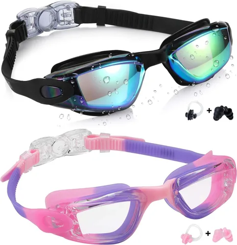 Miniatura 23 de Aegend - Gafas de natación de 2 unidades, gafas de natación para niños, niños y niñas de 3 a 14 años Azul y verde claro