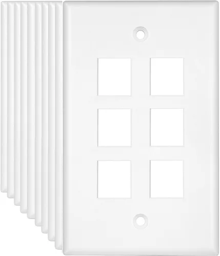 Miniatura 11 de ENERLITES Placa Keystone RJ45 de 1 puerto compatible con Cat7 Cat6 Cat5, para módulos multimedia de voz, datos y audio/video, 1 banda 4.50 x 2.76