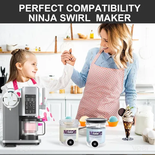 Miniatura 3 de Paquete de 4 pintas y tapas de remolinos de crema para accesorios Ninja serie NC700 NC701, pintas de crema de 16 onzas con máquinas de helado