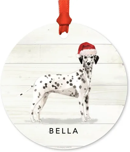 Miniatura 10 de Andaz Press Adorno de Navidad de metal personalizado para perro, perro y mascota, cocker spaniel con sombrero de Papá Noel, 1 paquete, incluye cinta