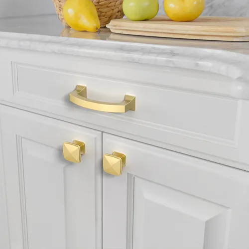 Miniatura 3 de Asidrama Paquete de 10 manijas de gabinete de cocina de color dorado cepillado de 3 pulgadas (2.992 in), tiradores de gabinete, accesorios