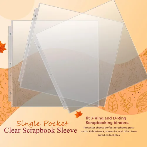 Miniatura 3 de Performore Paquete de 50 páginas de repuesto para álbumes de recortes, protectores de hojas transparentes de 12.25 x 12.25 pulgadas para carpetas