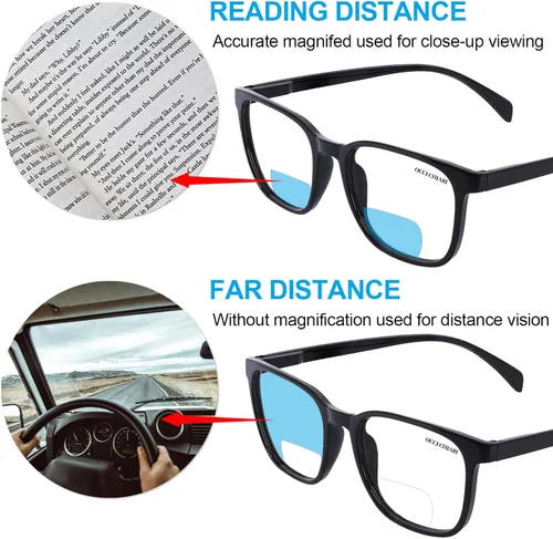 Miniatura 5 de OCCI CHIARI Lentes de lectura bifocales de transición para hombres XL con bloqueo de luz azul, 3.5 x (100 150 200 250 300 350)