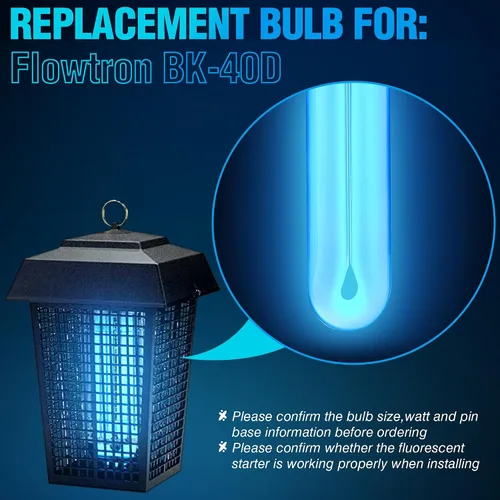 Miniatura 4 de Paquete de 2 bombillas de repuesto compatibles con Flowtron BK-40D, compatible con BF190 FUL32T8/BL, 32W UV-A 365-368nm, lámpara de repuesto de 2