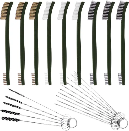 FineGood Juego de 9 cepillos de alambre - Kit limpiador de carbohidratos con 3 latones, 3 acero, 3 cepillos de nailon para detalles de automóviles