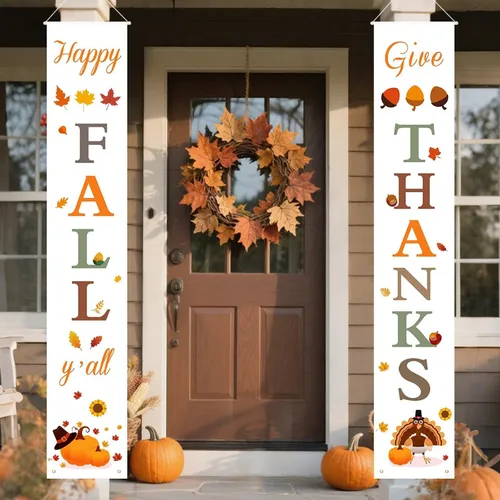 Miniatura 9 de DAZONGE Decoración de otoño, carteles de bienvenida y hola otoño para decoración de cosecha de puerta delantera, carteles colgantes para decoración