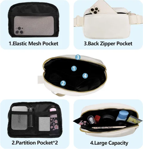 Miniatura 38 de Riñonera cruzada para mujeres y hombres, bolsa para cinturón para senderismo con correa ajustable, riñonera para correr, entrenamiento, deportes