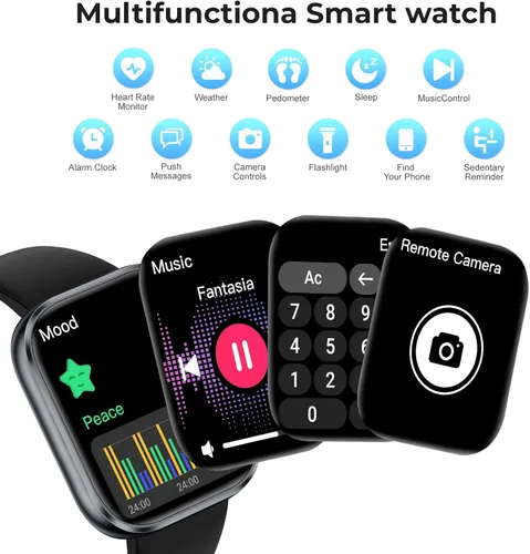 Miniatura 3 de MFVLP Reloj inteligente para hombres y mujeres, reloj de fitness con pantalla táctil HD de 1.83 pulgadas con notificaciones Bluetooth de llamadas