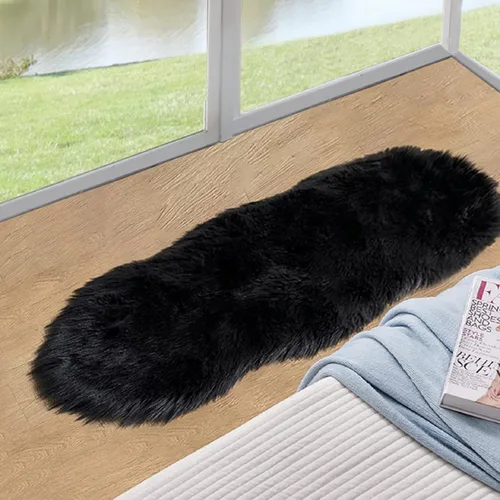 Miniatura 72 de ORINOVA Alfombras de pelo sintético lavable de color gris plateado claro para dormitorio, alfombra de felpa para sala de estar, alfombra