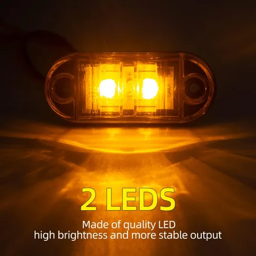 Miniatura 3 de (10 luces ámbar y 10 rojas) de 2.5 pulgadas, 2 diodos, 2 luces LED de marcador lateral de remolque, luces ovaladas para remolque, luces