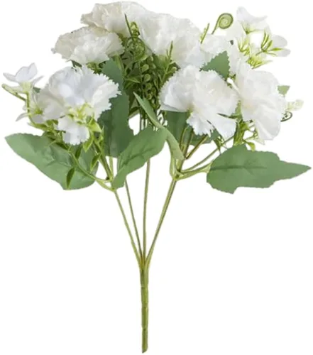 Miniatura 8 de Corkwaw Claveles artificiales de 40 cabezas, ramo de hortensias de seda, planta de plástico adecuada para accesorios de fotos, fiestas familiares