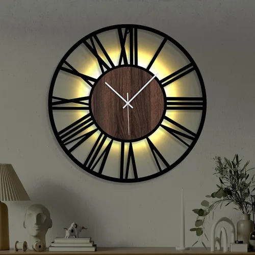 Miniatura 10 de Reloj de pared silencioso de 20 pulgadas con luz nocturna, reloj de pared decorativo que brilla en la oscuridad, funciona con pilas, relojes