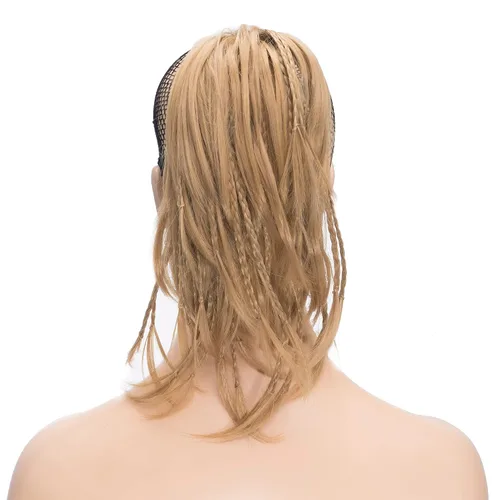 Miniatura 10 de IMISSU Extensiones de cabello hechas a mano con clip de cola de caballo trenzada, extensiones de cabello de cola de caballo (cobre ceniza)