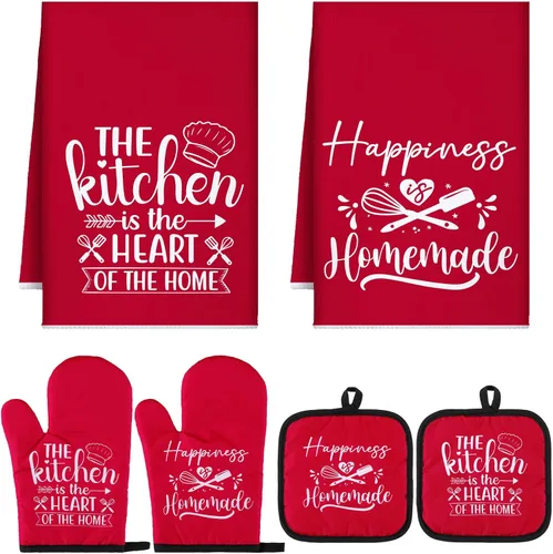 Miniatura 18 de Sratte Juego de 6 Piezas de Accesorios de Decoración de Cocina Estilo Granja Toallas Agarraderas Manoplas de Horno Juego de 2 Paños de Cocina 2 Negro