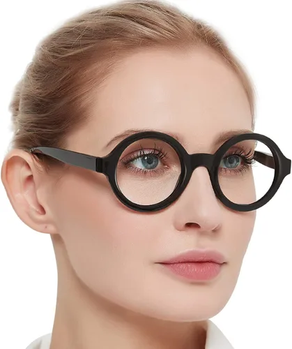 MARE AZZURO Gafas de lectura redondas 1.0 para mujer con estilo 0 1.00 1.25 1.50 1.75 2.00 2.25 2.50 2.75 3.00 3.50 4.00 5.00 6.00 (negro 100)
