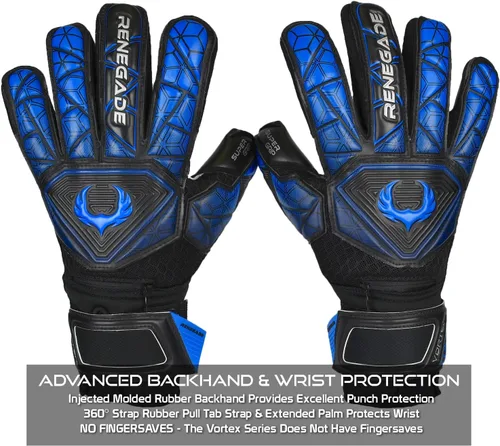 Miniatura 5 de Renegade GK Vortex - Guantes de portero con protector microbiano (tallas 6-11, 3 estilos, nivel 3) Hyper Grip de 3.5+0.118 in y súper malla Sombra