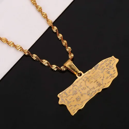 Miniatura 3 de Collar con colgante de mapa de Puerto Rico de acero inoxidable, joyería de mapa de puertorriqueños