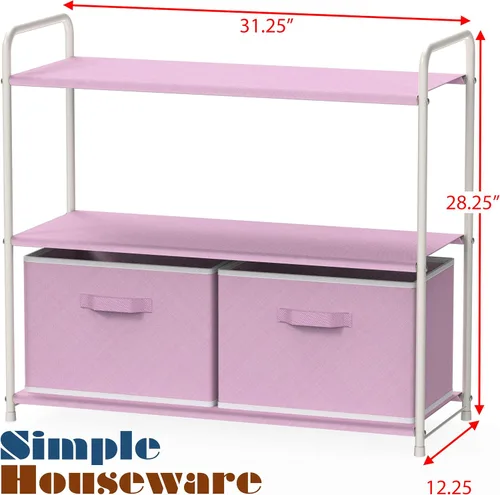Miniatura 3 de Simple Houseware - Armario de almacenamiento de 3 niveles con 2 cajones, rosa