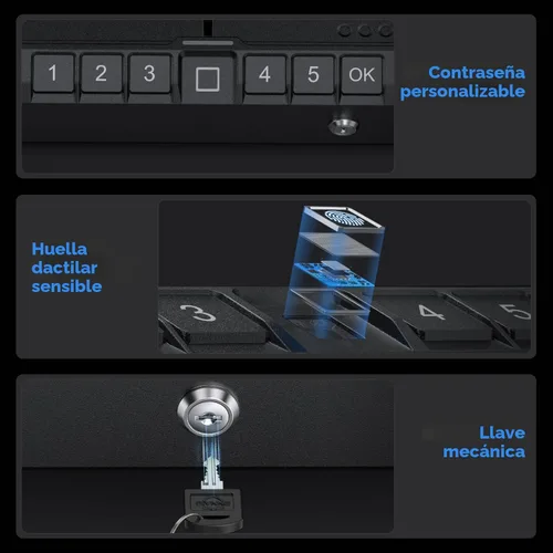 Miniatura 5 de ONNAIS Iron SE Biometric Gun Safe – Caja fuerte para pistola de acceso rápido con huella digital y bloqueo de teclado para el hogar, mesita
