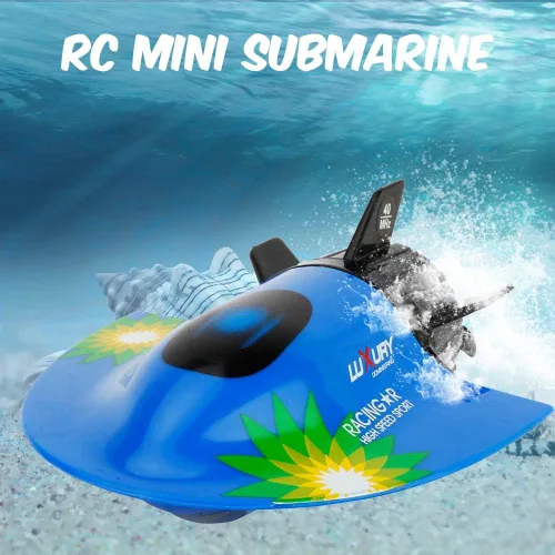 Miniatura 2 de GoolRC Mini barco submarino RC, juguete de buceo impermeable con control remoto (azul)