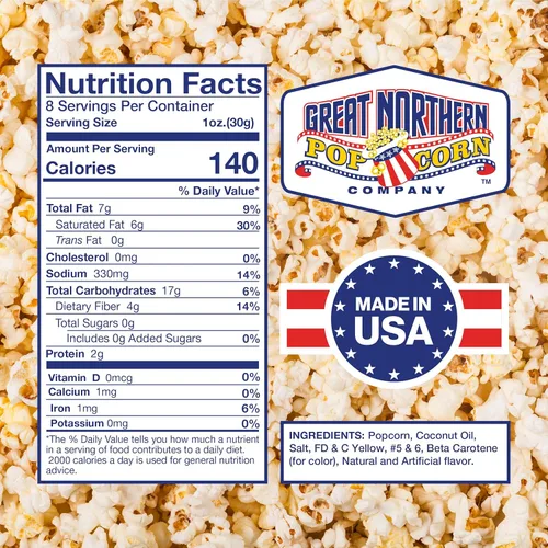 Miniatura 7 de Great Northern Popcorn - Paquete de palomitas de maíz de 8 onzas, paquetes todo en uno estilo cine, sal y aceite (24 cajas)