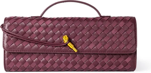 Miniatura 9 de Joryin Bolso tejido para mujer, bolso de mano de noche tejido de cuero y gamuza, bolso cruzado de gamuza, bolso formal de noche