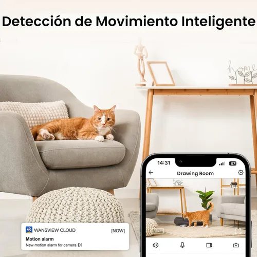 Miniatura 8 de Cinnado - Cámara de seguridad para interiores 2K, cámaras WiFi 360° para seguridad del hogar, cámara para mascotas/perros/bebés con aplicación