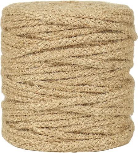 Miniatura 10 de Tenn Well Cordel de yute de 0.197 in, cuerda natural trenzada de 100 pies, cordel grueso para manualidades, envoltura de regalos, jardinería