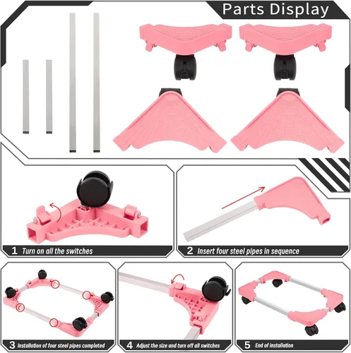Miniatura 7 de Liitrton Soporte de CPU móvil Soporte de torre ajustable para computadora con 4 ruedas giratorias que se adapta a la mayoría de PC (negro)