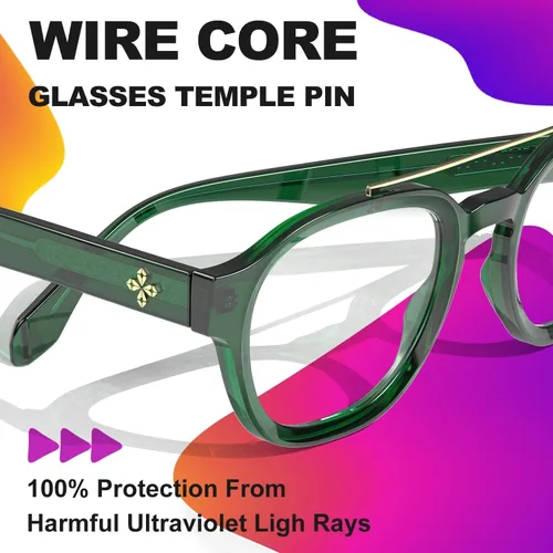Miniatura 5 de VISOONE Gafas retro redondas antifatiga ocular de metal medianas, gafas de bloqueo de luz azul para juegos de computadora, mujeres y hombres, Sanford