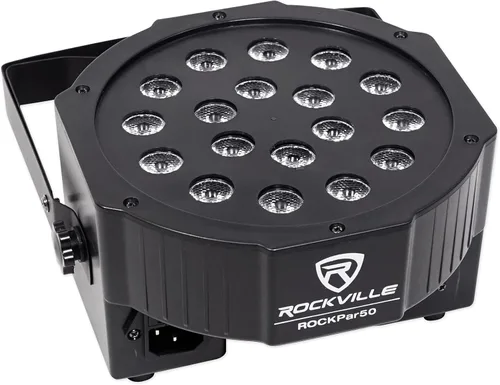 Miniatura 3 de Rockville RockPAR50 24W LED RGB Par puede lavar la luz con DMX, modo activado por sonido, cadena de margarita de potencia, soporte doble para DJs e