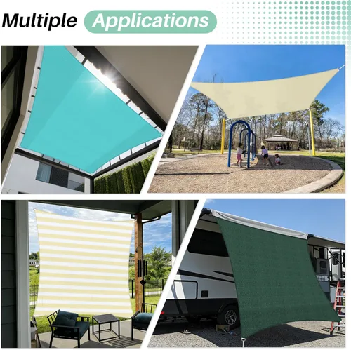 Miniatura 2 de SunnyRoyal Toldo tipo vela rectangular de 20 x 20 pies para dar sombra a patio, exterior, toldo de tela para jardín al aire libre