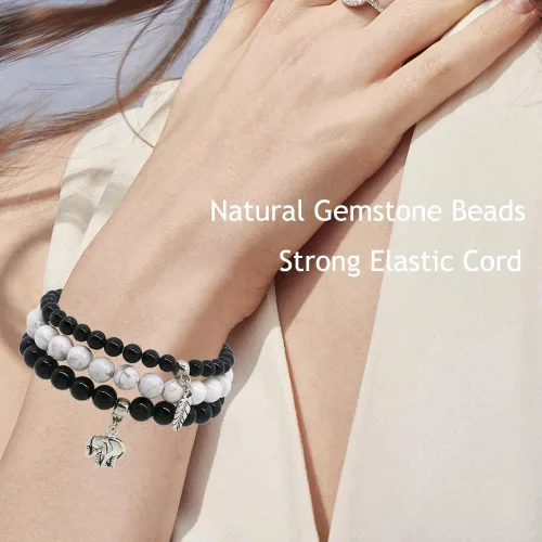 Miniatura 5 de C&L Accessories Pulseras de cuentas de chakras para mujeres, hombres y adolescentes, 3 pulseras curativas, juego de pulseras elásticas de bolas