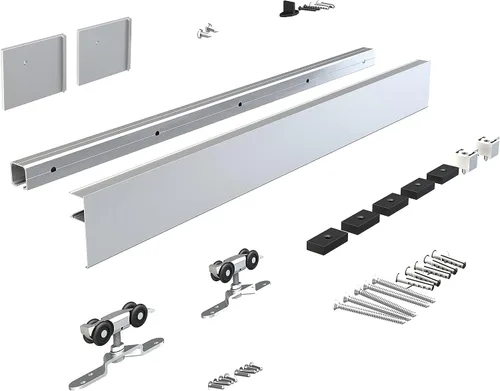 Miniatura 9 de JUBEST Kit de rieles de hardware para puerta corredera de granero de 5 pies, hardware de riel de caja de aleación de aluminio para puerta de madera