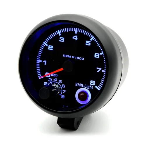 Geevorks, tacómetros de reemplazo automotriz de 3.75'' 12V, 0-8000RPM luz azul, tacómetro de RPM para vehículos de gasolina de 1-8 cilindros, 1-2