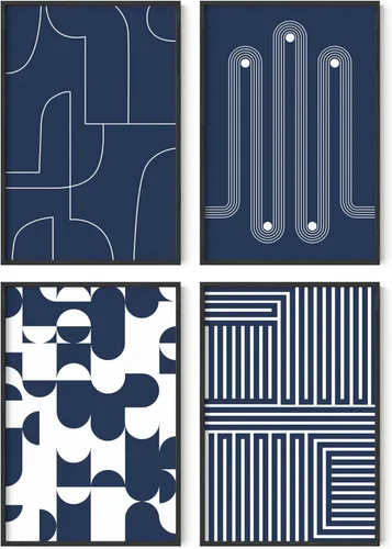 Miniatura 103 de HAUS AND HUES Arte abstracto para pared en blanco y negro, juego de 4 pósteres minimalistas en blanco y negro para paredes, pósteres estéticos Juego