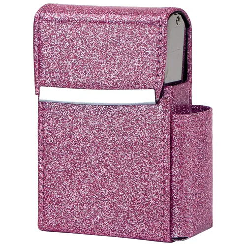 Miniatura 9 de Caja de cigarrillos deslizante de piel sintética con soporte para encendedor y trabilla para cinturón para hombres y mujeres, unisex