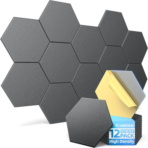 Miniatura 11 de Paquete de 12 paneles acústicos con paneles autoadhesivos de espuma a prueba de sonido de 12 x 10 x 0.4 pulgadas para paredes, paneles de pared