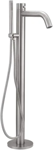 Miniatura 4 de HEATGENE Grifo de bañera independiente para bañera de una sola manija, grifos montados en el piso con ducha de mano, color negro mate Mate negro
