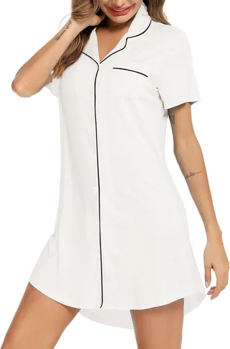 Miniatura 2 de Senert Nightgowns for Women ShortLong Sleeve Sleep Shirt Button Down Night Gowns Maternity Pajamas Nursing Dress Sleepwear